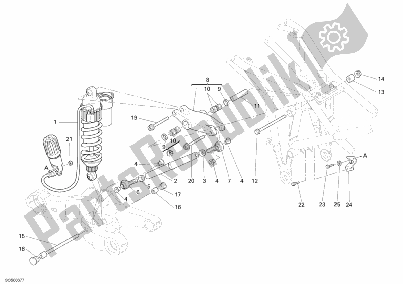 All parts for the Rear Shock Absorber of the Ducati Multistrada 1100 S USA 2009